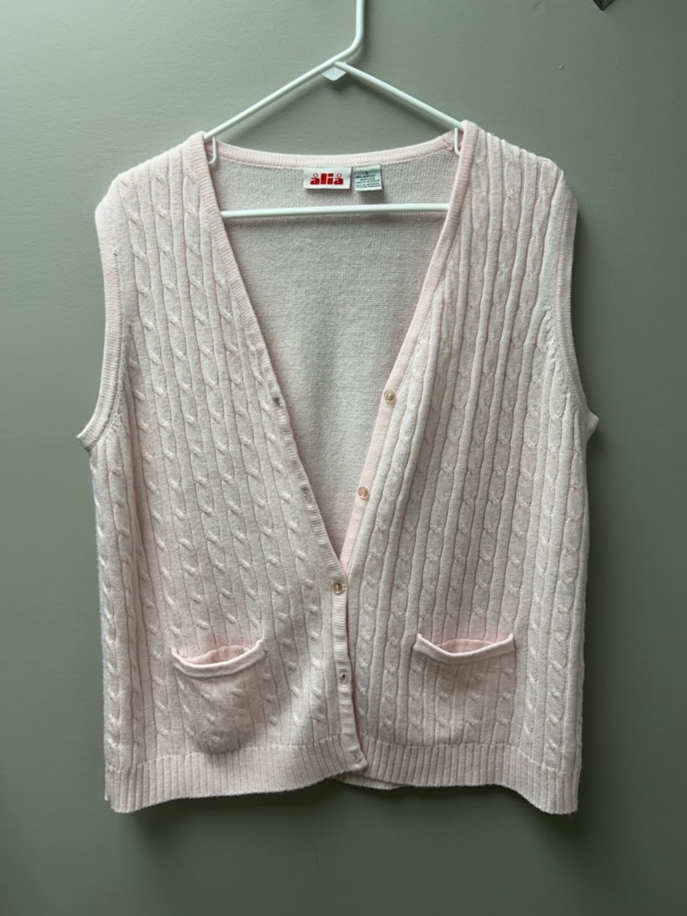 Alia Women’s Pink Knit Button Up‎ Sweater Vest